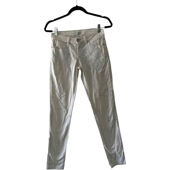Versace Jeans Collection White Patchwork Jeans Size 40 US 26 XS Designer Classy - Picture 1 of 16